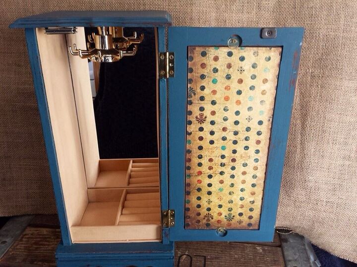 parisian up cycled jewelry box in french blue, repurposing upcycling, After I side