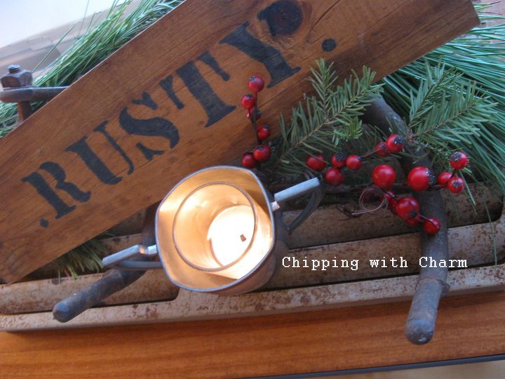 quirky rusty antler winter centerpiece, seasonal holiday decor