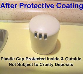 removing kitchen sink stains preventing them from coming back, After Protective Coating I coated the inside and outside of the dishwasher overflow cap with Self Cleen ST3 to protect if from hard water mold mildew
