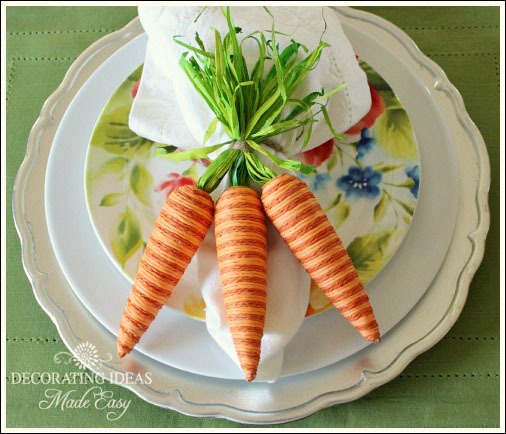 ideias de decorao de mesa de pscoa, Eu tamb m usei essas cenouras em uma guirlanda de P scoa
