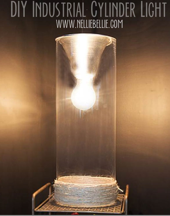 diy industrial lamp from shop light and glass cylinder, diy, lighting, This lamp is made with a shop light inverted and set inside a glass cylinder