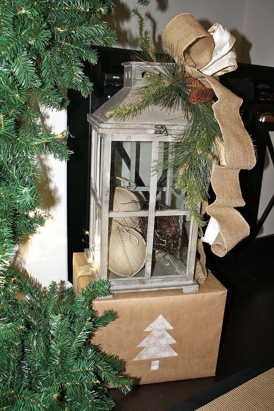 christmas cottage tour, seasonal holiday d cor, wreaths, I love the lantern and the brown paper packages