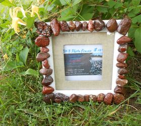 my lake superior rock collection, crafts, home decor, pallet, repurposing upcycling, 3x3 photo shadow box like photo frame white box base with row of red rocks around edge measures 6 1 2 X 6 1 2 X 2 available at TheHollyTree Holly MI 248 634 9805