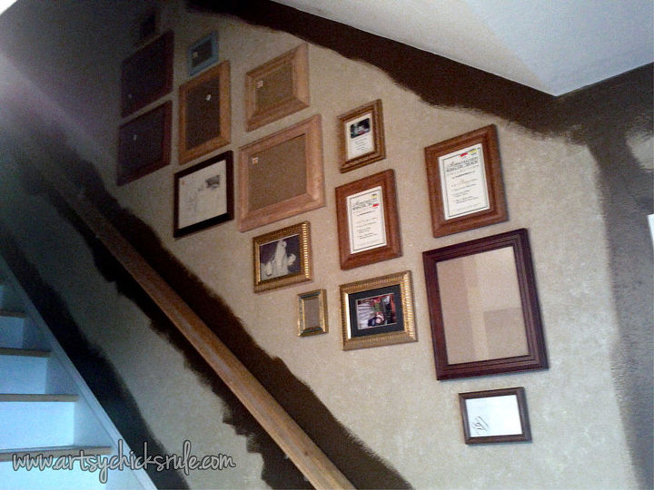 a gallery wall the thrifty way, home decor, Inexpensive way to create your gallery wall frames from the thrift store and garage sales Painted to match