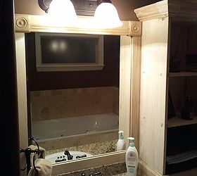 i used this idea and revamped my large bathroom mirror this weekend here are my, bathroom ideas, woodworking projects, Left Vanity