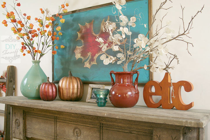 decorating our mantel for fall, seasonal holiday decor, Our fall mantel