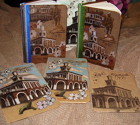 handbound journal or book binding, crafts, decoupage, Custom journals for my hometown Black and with printing on brown craft paper and colored with Prismacolor pencils then sealed with mod podge
