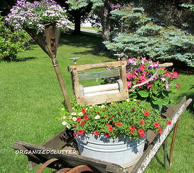 laundry themed chippy wheelbarrow, gardening, outdoor living, repurposing upcycling, The wheelbarrow is parked in my front yard