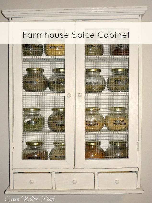 dilapitated cabinet turned farmhouse spice cabinet, cleaning tips, kitchen cabinets, repurposing upcycling, storage ideas, Farmhouse spice cabinet after