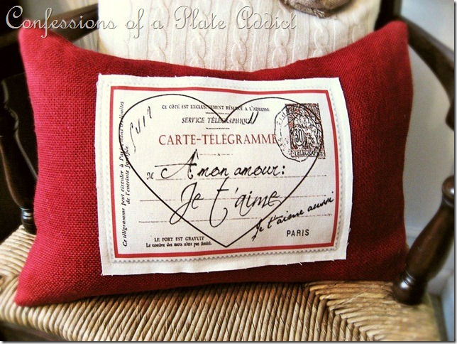 fun ideas for valentine s day, seasonal holiday d cor, valentines day ideas, My Pottery Barn inspired French Valentine pillow includes the free graphic here