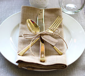 modern farm thanksgiving tablescape, seasonal holiday d cor, thanksgiving decorations, The simple place settings also served as place card holders