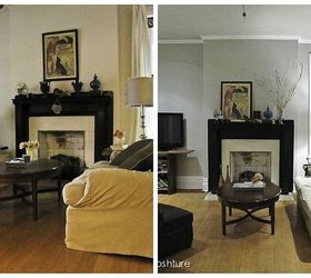 lr makeover for 360, home decor, living room ideas, side by side before and after furnished