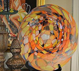 decorating with blown glass finials and a painting, home decor, painting, Glass blown platter