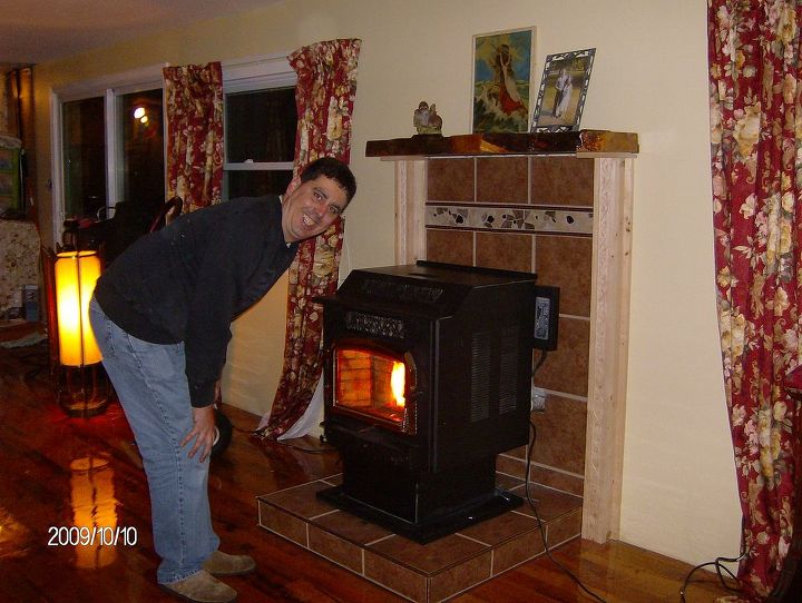 we gutted our living room and is finally done, flooring, home improvement, living room ideas, New corn pellet stove WARM