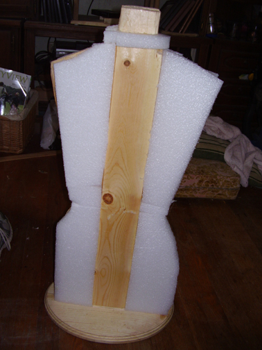 make your own dress form or mannequin, I then started covering the form with a shipping foam I got used from my work Don t use typical green craft floral foam it will deteriorate Cover the plywood frame in the foam making sure to hide all edges I used a glue gun to attach foam