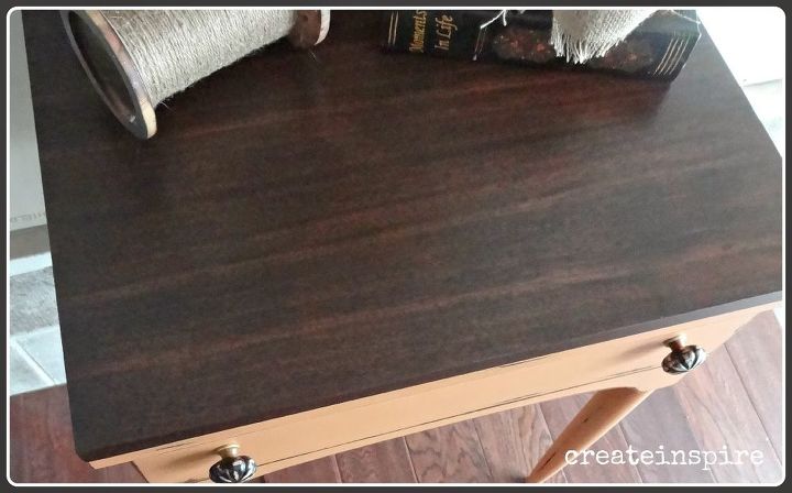 antique sewing table, home decor, painted furniture, repurposing upcycling, and refinished the top because it was actually a pretty piece of cherry veneer The pic is horrible but the top is beautiful I used Java Gel from General Finishes