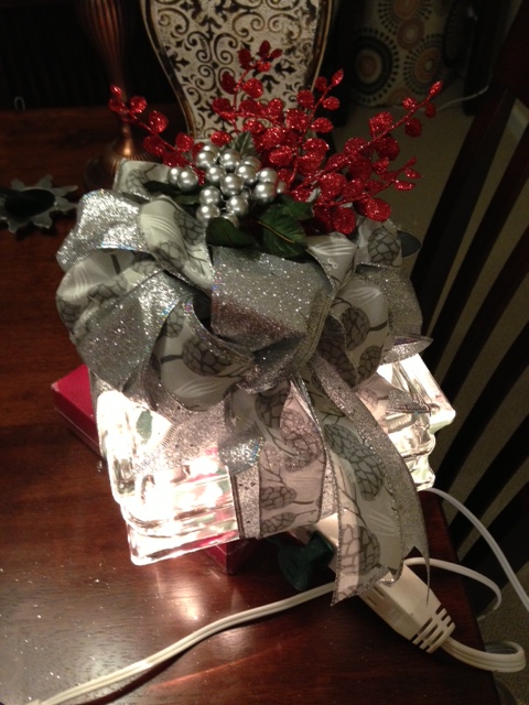 light up glass block christmas present, christmas decorations, seasonal holiday decor