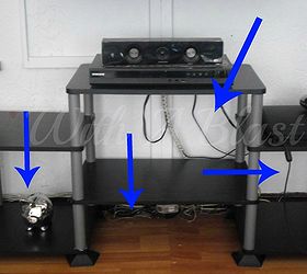 an easy way to hide cords eletrical wires, cleaning tips, painted furniture, Loose wires all over