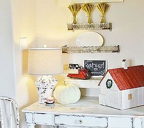 rustic white farmhouse autumn living room, living room ideas, repurposing upcycling, seasonal holiday decor