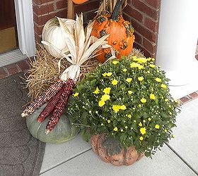 my panoply of a pumpkin patch, curb appeal, gardening, repurposing upcycling, seasonal holiday decor, Porch grouping