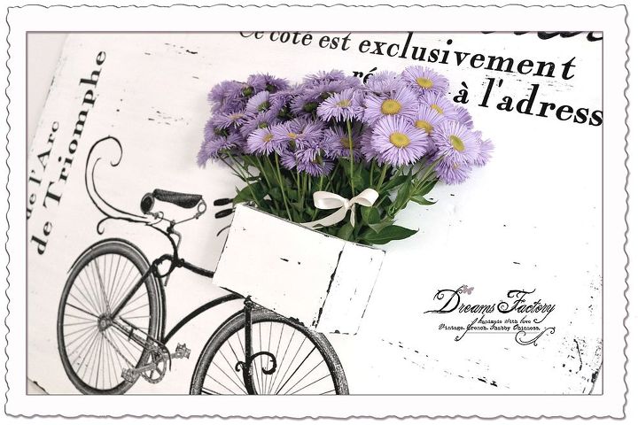 shabby french postcard sign with a 3d flower box, crafts