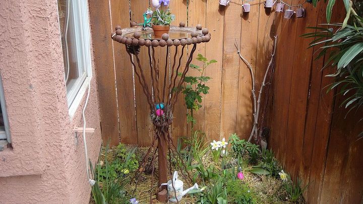 spring is in full swing in the desert, gardening, fire pit, ponds water features, My Friend Tom made this Bird Bath For Me Out of Recycled Tractor Parts