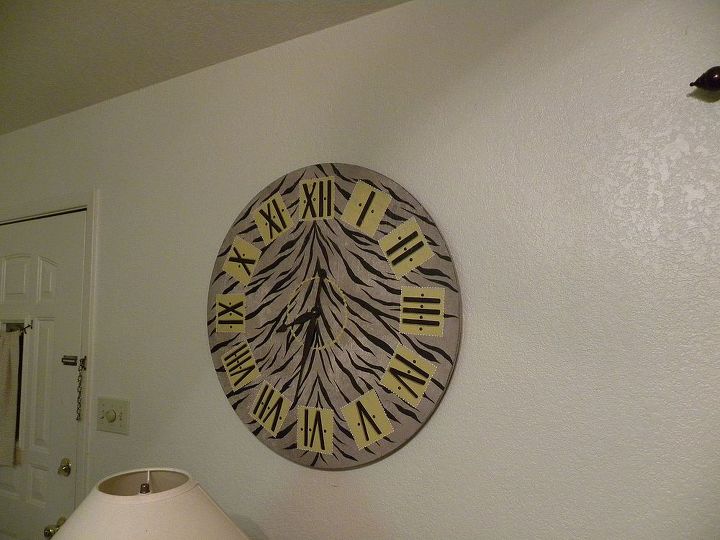 painted wood clock diy by granart, crafts, painting, woodworking projects, Zebra Clock by GranArt plywood cut 36 round