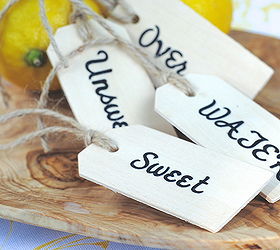 diy beverage tags ballard designs knock off, crafts, They only require three things to make them Wooden tags alphabet stickers and twine or ribbon