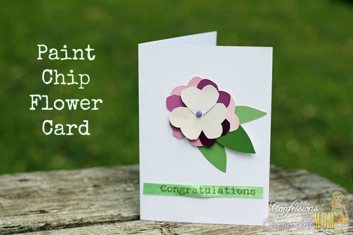 paint chip flower card, crafts, The final project