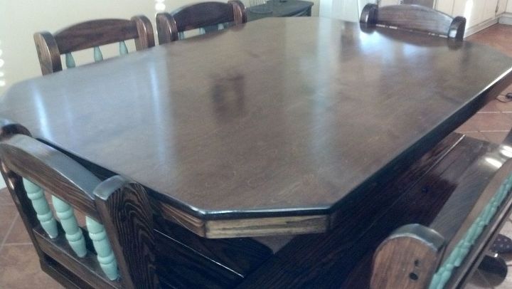 refinished table chairs and buffet, chalk paint, painted furniture