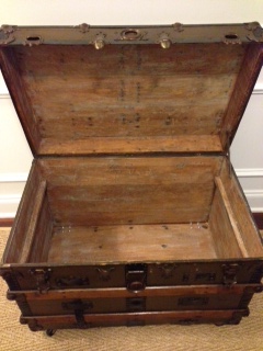 trunk re purposed as coffee table storage, painted furniture, repurposing upcycling