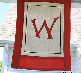 simple fall porch decor, crafts, outdoor living, porches, seasonal holiday decor, I made a personalized house flag from a drop cloth and fabric from my stash from the tutorial here