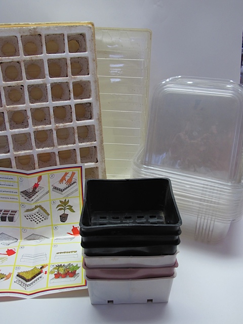 time to start some seeds, container gardening, gardening, I have a collection of containers to start my seeds and use old salad containers as mini greenhouses Once the seeds sprout I remove them from the plastic containers