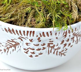 how to make a winter pine cone terrarium, crafts, seasonal holiday decor, terrarium, Add moss and any other nature you want I sprinkled faux snow on top too