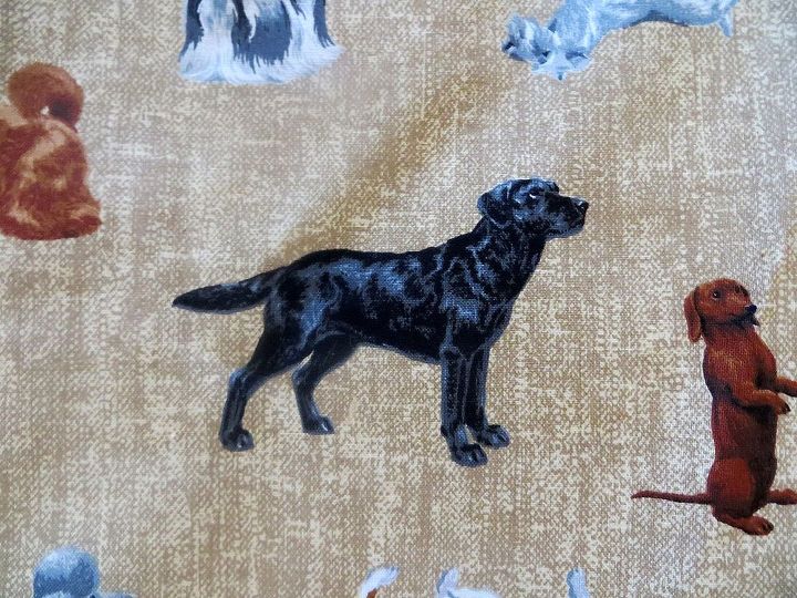 easy to make dog pillows, crafts, The fabric used for the back is printed with various breeds of dogs