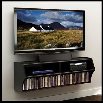 my dream home theater, home decor, Altus Black Wall Mounted Audio Video Console