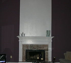 marbeling over brick fireplace in great room, tiling, And our gorgeous fireplace now
