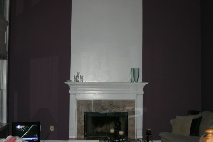 marbeling over brick fireplace in great room, tiling, And our gorgeous fireplace now