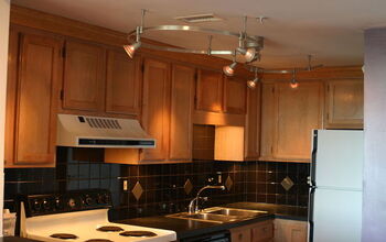 Hanging track lights in kitchen