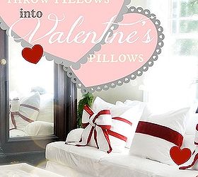 simple valentine s decorating tie a red bow around your sofa pillows, crafts, seasonal holiday decor, valentines day ideas, My original plan was to just use a wide piece of red ribbon HOWEVER as usual I got carried away