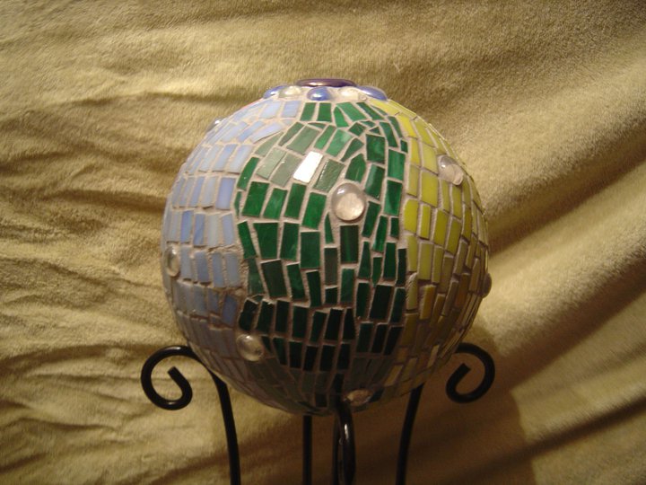 my first mosaic ball created in december 2010, crafts