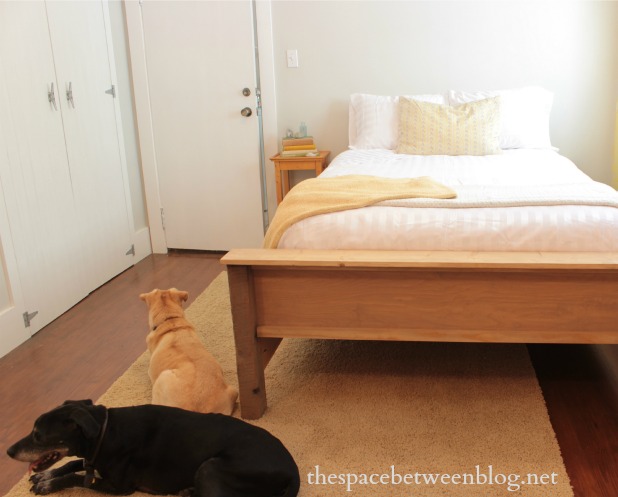 how to make a diy wood frame bed from a first time furniture builder, diy, how to, painted furniture, rustic furniture, woodworking projects, make a DIY wood frame bed with plywood rope and a reclaimed wood beam