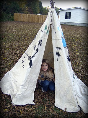 make an indian teepee for kids using a canvas dropcloth, crafts, thanksgiving decorations