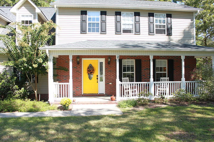 a yellow front door, curb appeal, doors, painting, After It really brightens things up in a good way