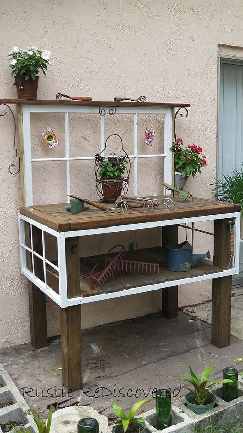 vintage tool potting bench, gardening, painted furniture, repurposing upcycling, rustic furniture