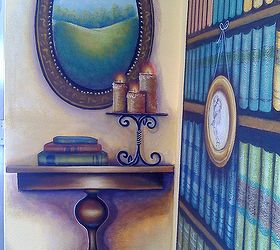 must see alzheimer secure unit nursing retirement home mural makeover, home decor, painted furniture, I added interest to an otherwise uninteresting place with color and tiny little things like the portrait hung from a nail with ribbon