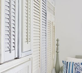 need an easy fix for a blank wall add a wall of shutters, bedroom ideas, home decor