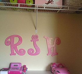 closet organization for little girl s room, bedroom ideas, closet, home decor, organizing, Her initials hang between her top shelf and organizing system