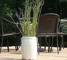 how i turned spent daylily stems into pretty outdoor decor, container gardening, flowers, gardening, Daylily Decor on the Patio