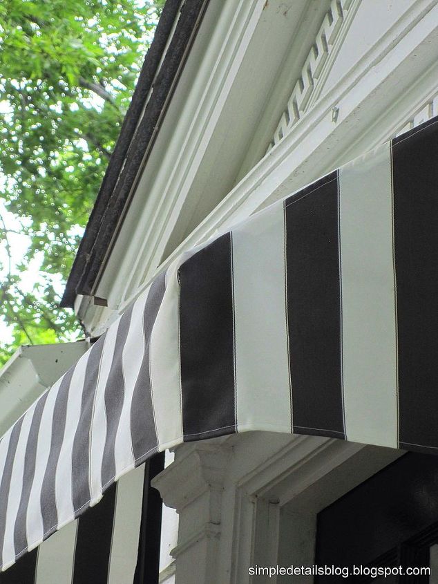 diy striped awning, curb appeal, diy, how to, Close up of the corner